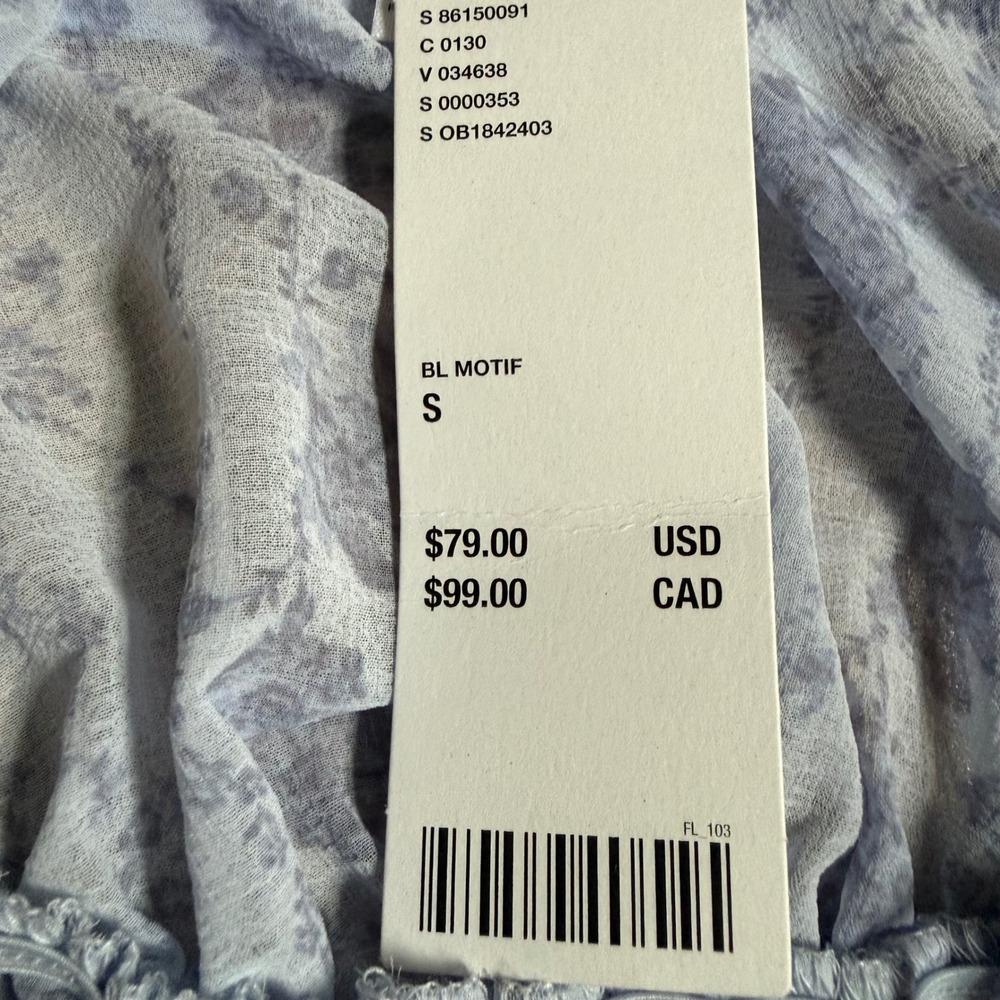 NWT Urban Outfitters Kimchi Blue Floral Mini Dress Blue Smocked Tie Front Small - Picture 7 of 7